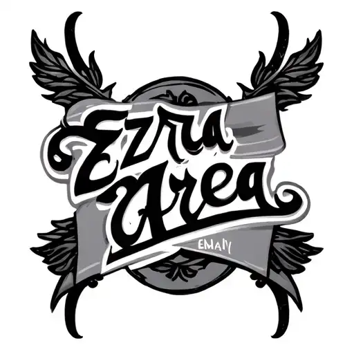 Ezra And Area Name Tattoo On Chest For Dad