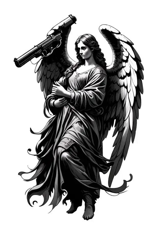 Guardian Angel Holding Gun