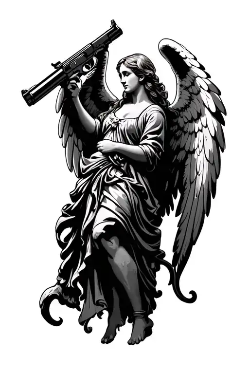 Guardian Angel Holding Gun