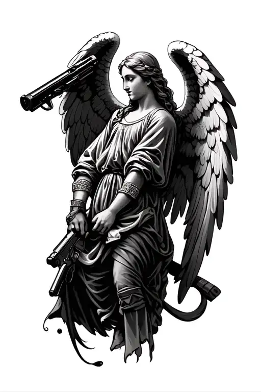 Guardian Angel Holding Gun