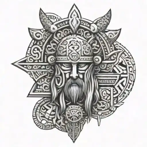 Viking And Aztec Symbols Combined Together