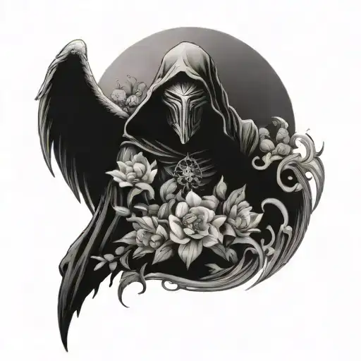Azrael Surrounded By Flowers