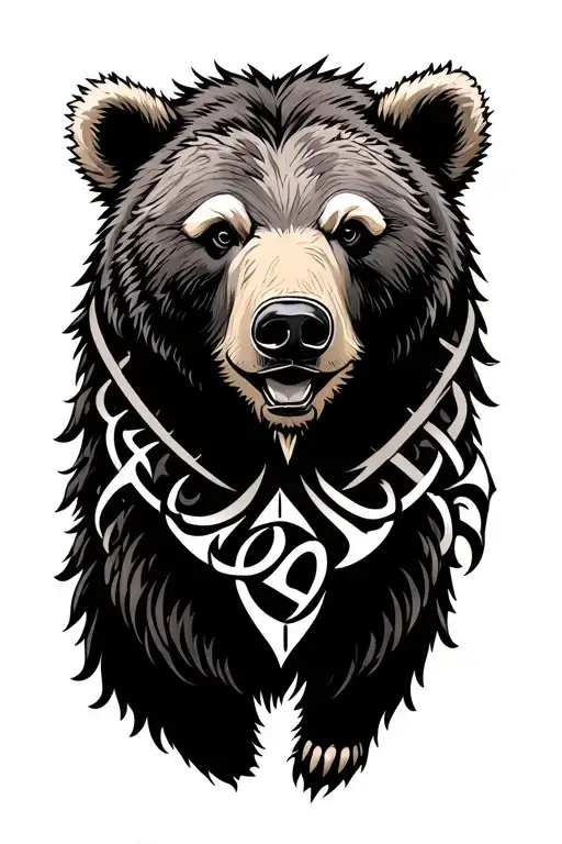 Nordic Grizzly Bear With Runes Intertwined