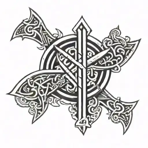 Viking And Aztec Runes Combined Together For A Band Tattoo On Wrist