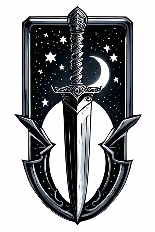 Small Dagger With Moon And Stars