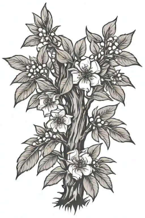 Jesus Name And A Olive Tree Flower