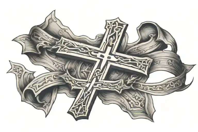 Three Crosses Whit Bible Scripture Around Neck