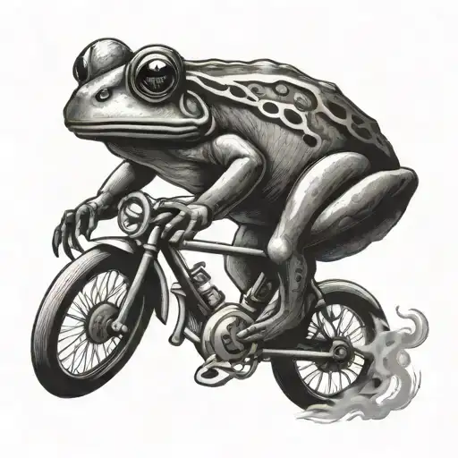 Smokinig Frog Riding A Bike Trad Design