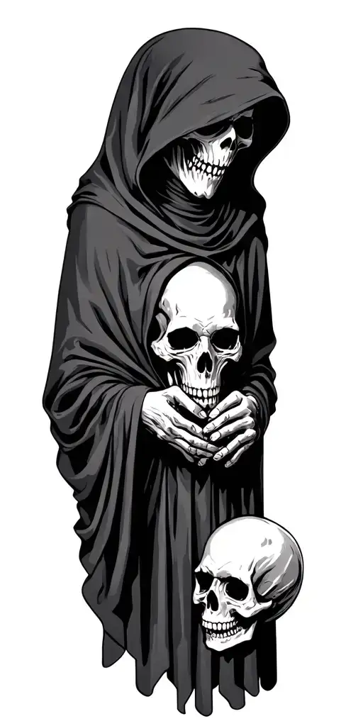 Grim Reaper Holding Skull