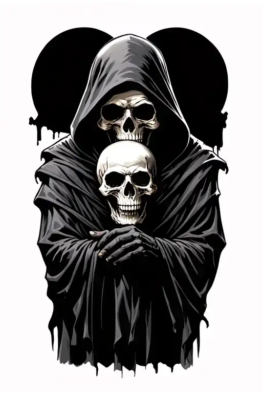 Grim Reaper Holding Skull