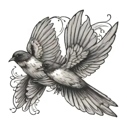 2 Swallows Flying Towards Each Other
