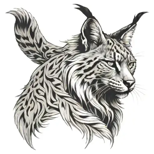 A Lynx Standing In Seated Position With Wind In Its Hair