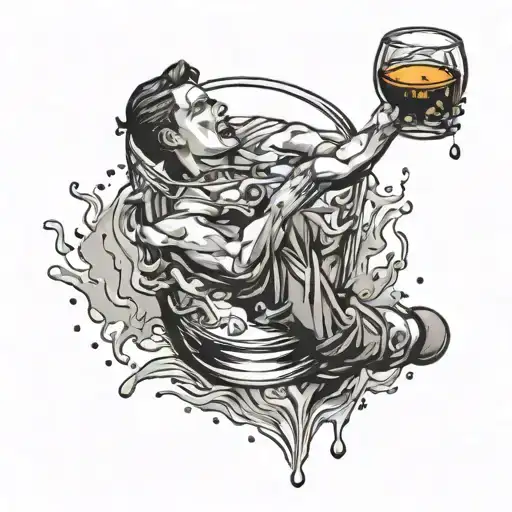 Person Diving Into Whiskey Glass Filled