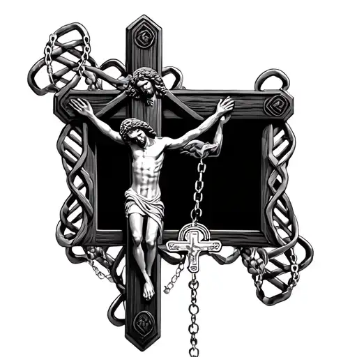 Rosary With Jesus On Cross Morphs Into Dna Double Helix