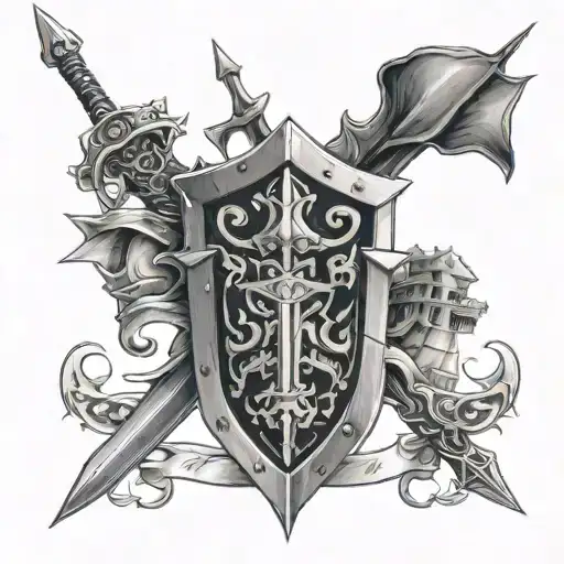 Shield And Sword And Tower And Fortress