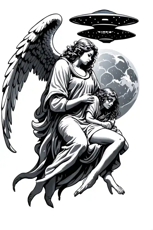 Angel And Ufo Abducting Human