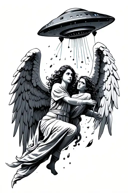 Angel And Ufo Abducting Human