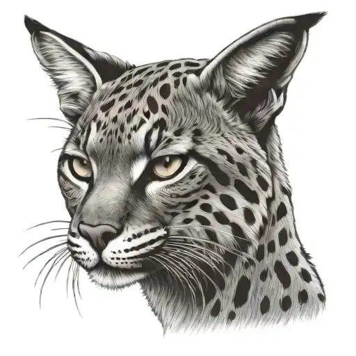 A Seated Calm Bobcat Face