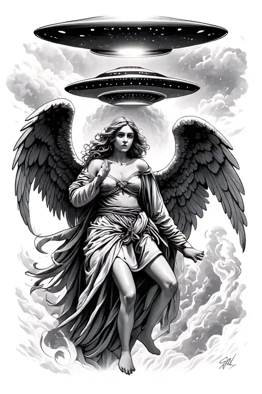 Angel And Ufo Abducting Human