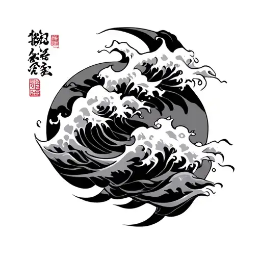 Bushido Code With Waves Flowing