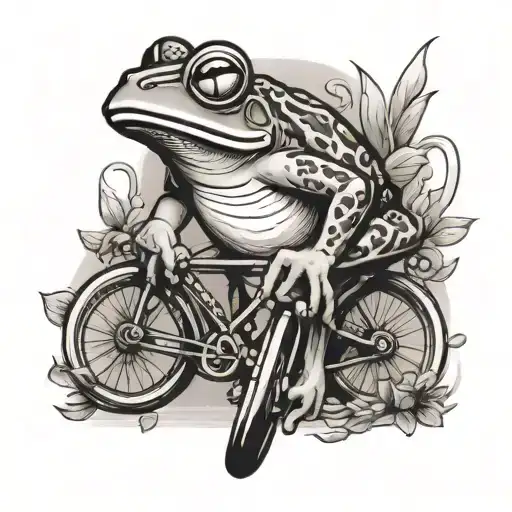 Japanese Frog Smoking Joint Riding A Bike Trad Design