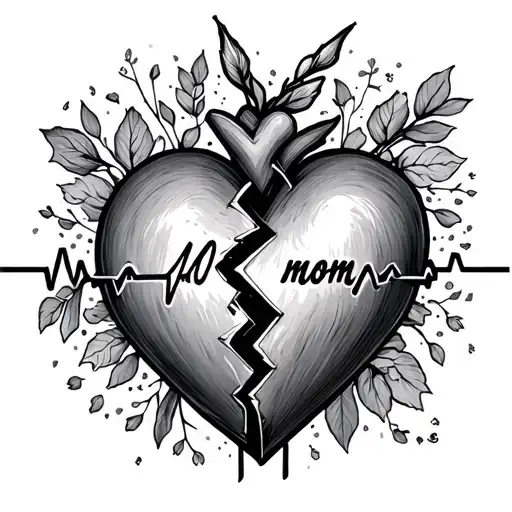 Heartbeat And Shape Of Broken Heart And Wrote Mom
