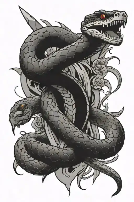 Snake And Knife Surrounded