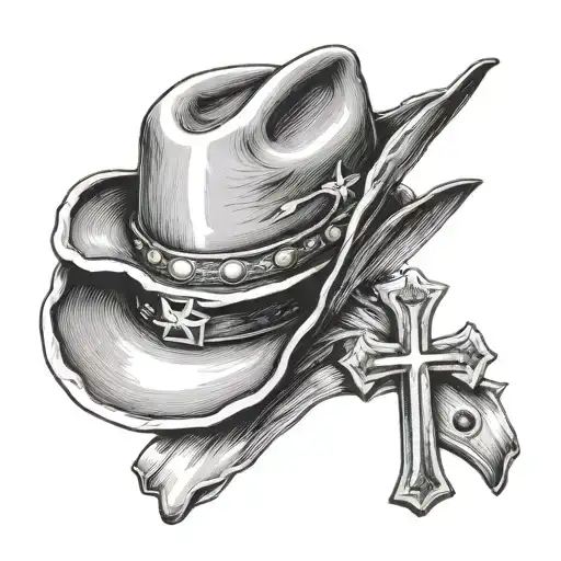 Cowboy Hat Resting On Cross