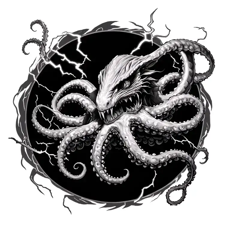 Kraken With Lightning Storm