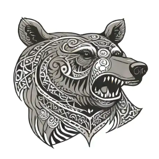 Tribal Bear On Neck