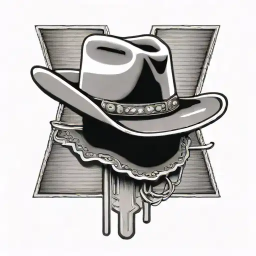 Very Simplistic Cowboy Hat Resting On Cross