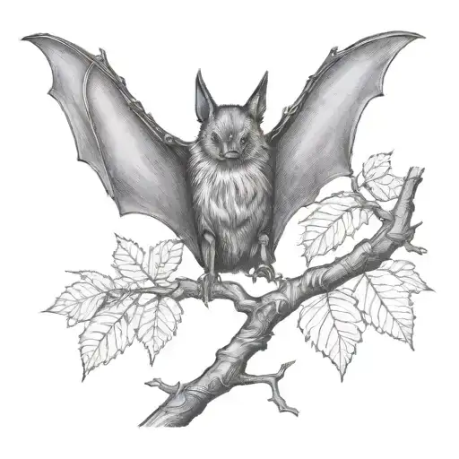 Bat From Behind Resting On A Branch