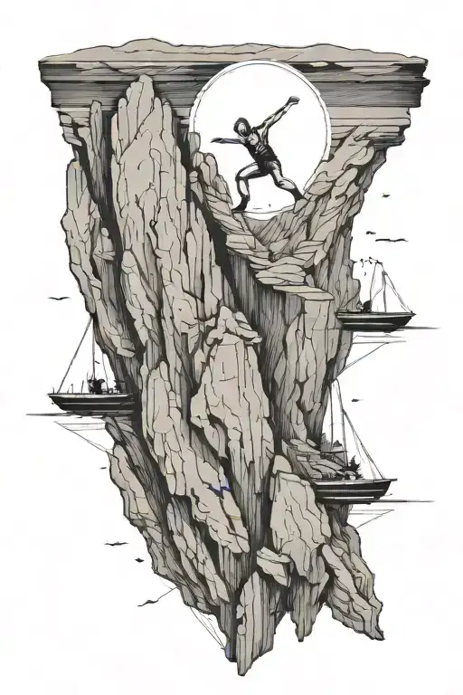 A Cliff Diver Jumping Off A Mountain Cliff With Scientific Equations In The Background