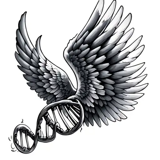 Dna Molecule In Wings Flying