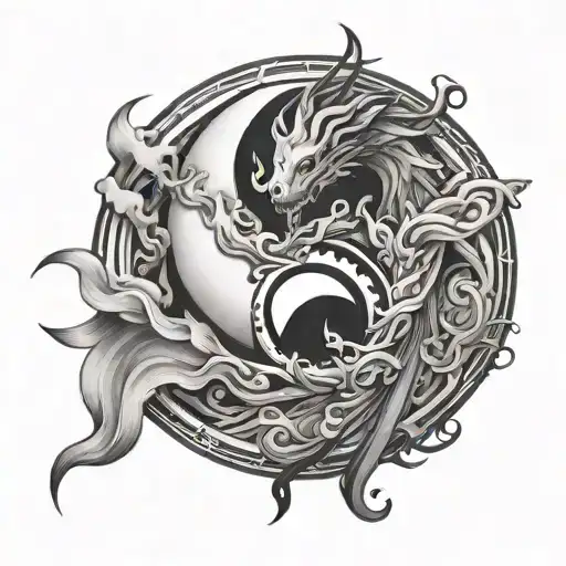 Ying Yang Inspired Transition Warrior Tattoo Design