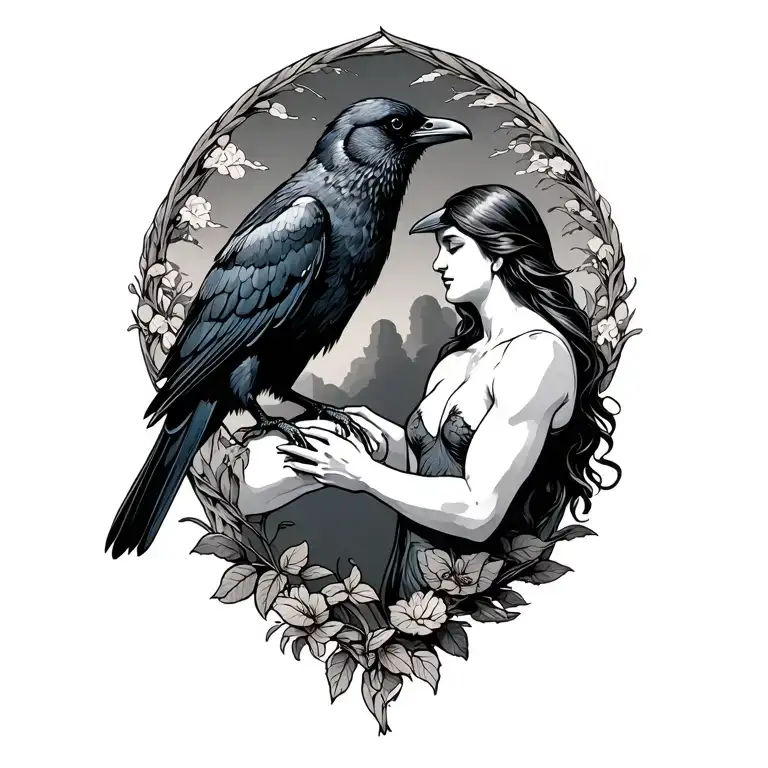 2 Human Lovers Forming A Crow Perched