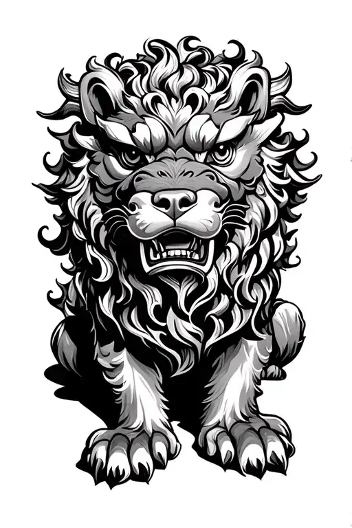 Foo Dog Laying Horizontally