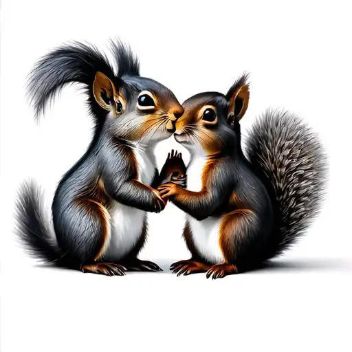 2 Squirrels Kissing