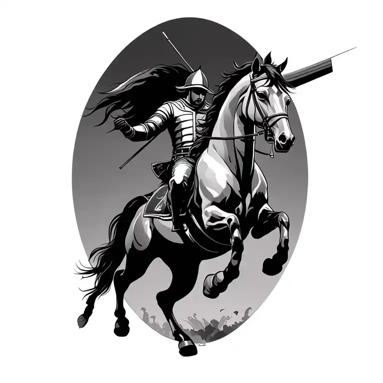 Knight On A Horse Jumping