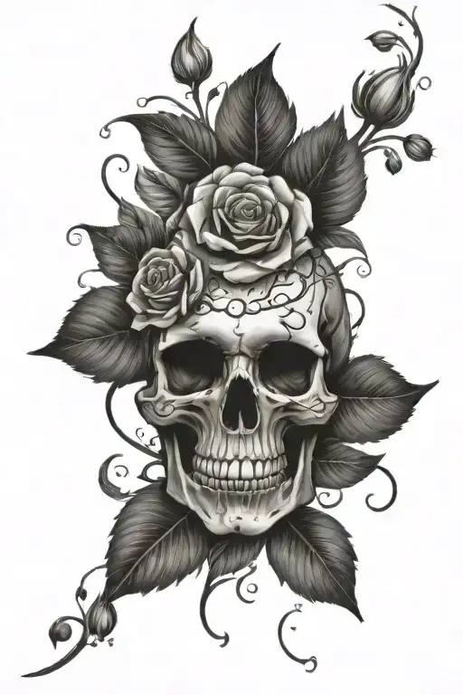 Skull Half Flowers Growing