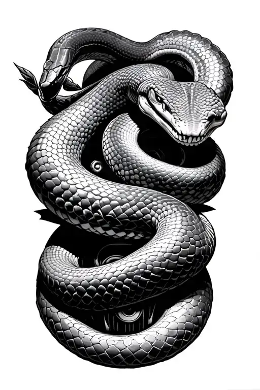 Snake Wrapped Around A Car Engine