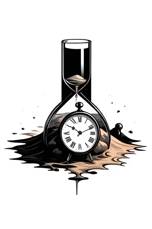 Clock Time And Sand Glass Hour