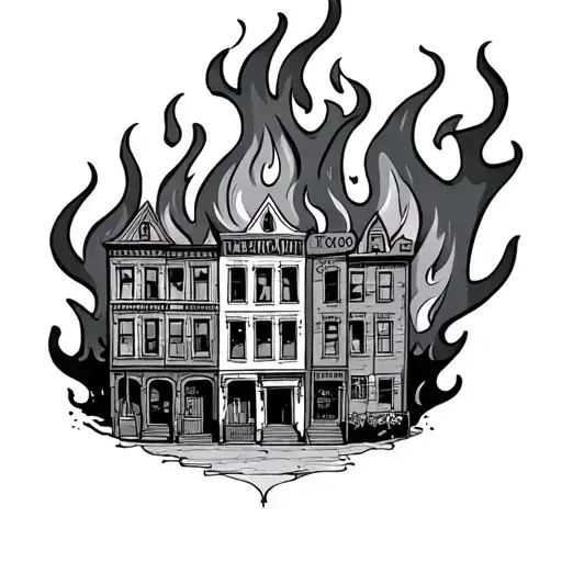 Fire Flames In Old Town Showing