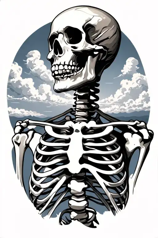 Human Skeleton Looking At The Sky