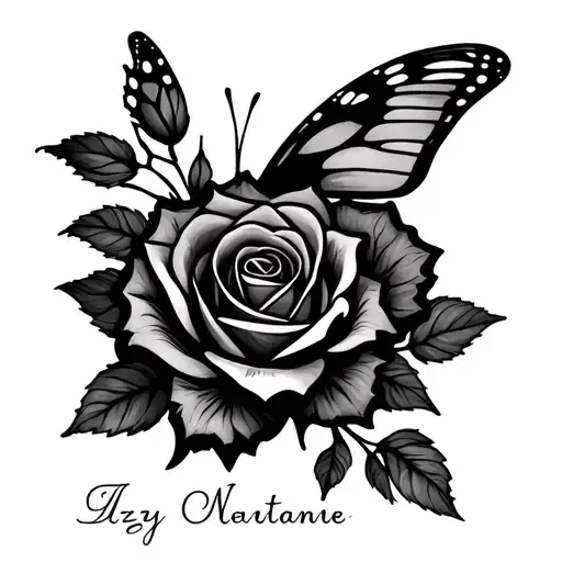 Izzy Name With Butterfly And Rose