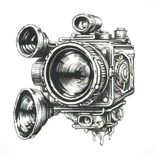 Creepy And Horror Looking Haunted Film Camera Lens Morphing