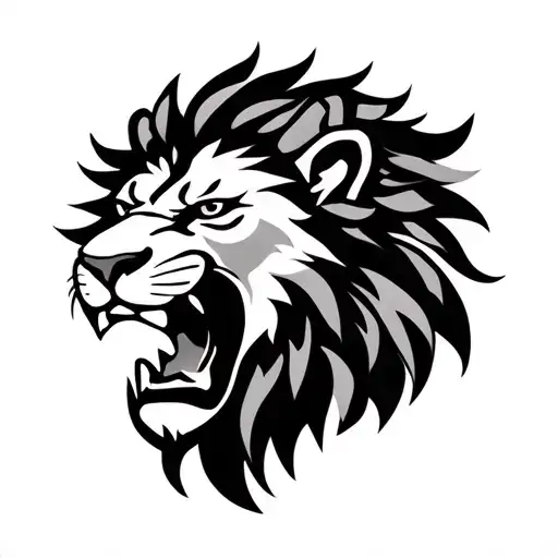 Polynesian Roaring Lion Face