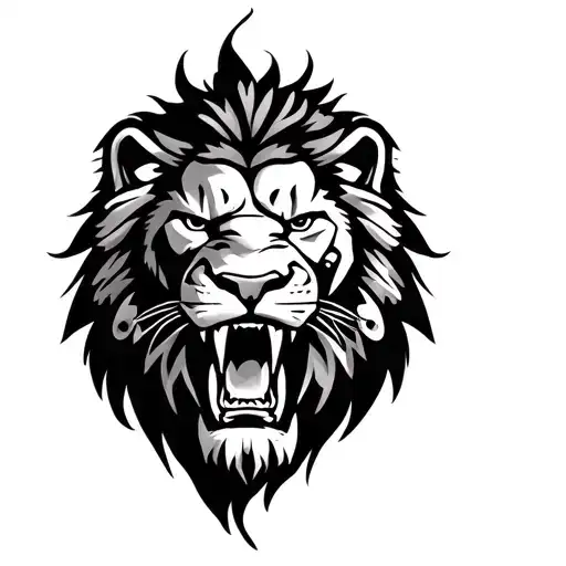 Polynesian Roaring Lion Face Front On