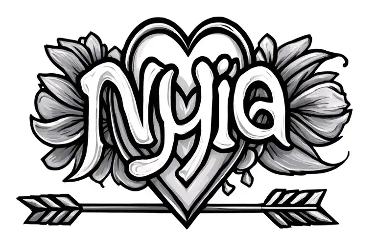The Name Nyia With An Arrow And Heart