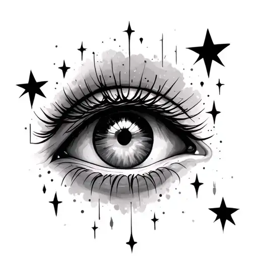 Ladies Eye Looking Stars Representing The Client's